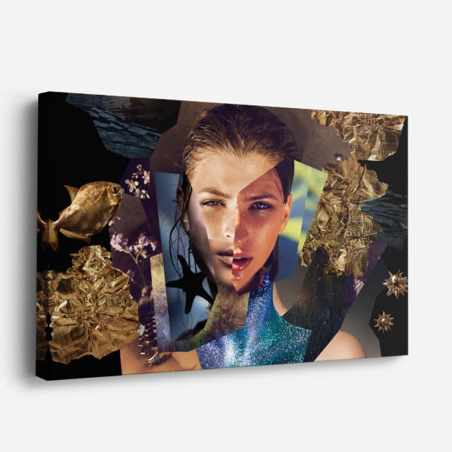 cuadro canvas rostro dorado moderno