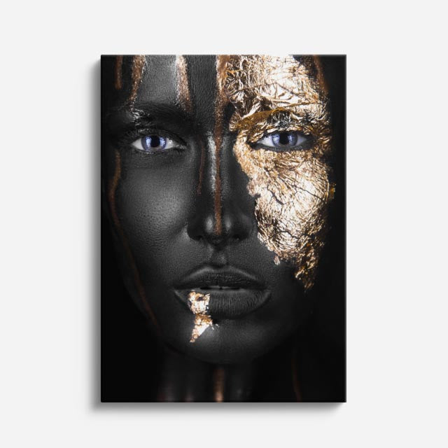 cuadro canvas expresión artística humana mitad dorada estilo contemporáneo