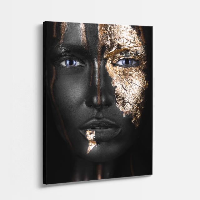 cuadro canvas expresión artística humana mitad dorada estilo contemporáneo