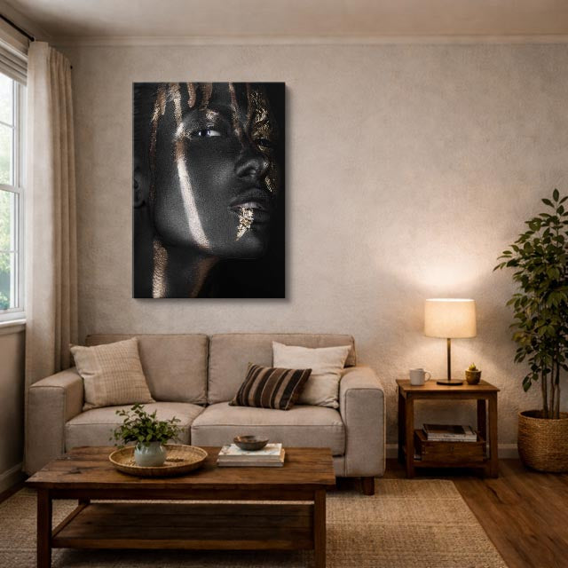 cuadro canvas expresión artística humana perfil de bronce estilo contemporáneo