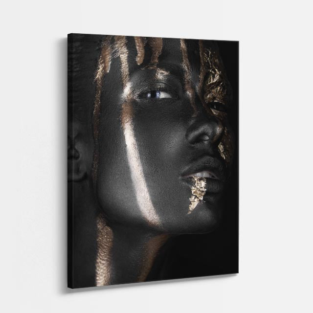 cuadro canvas expresión artística humana perfil de bronce estilo contemporáneo