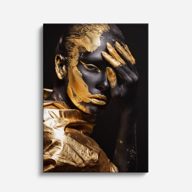 cuadro canvas expresión artística humana musa de oro estilo contemporáneo
