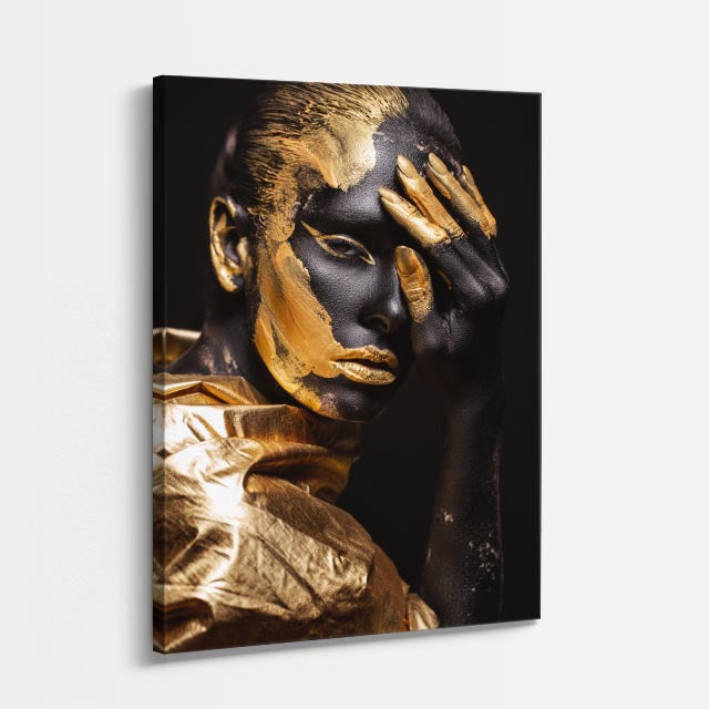 cuadro canvas expresión artística humana musa de oro estilo contemporáneo