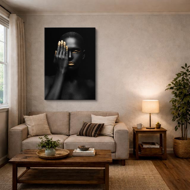 cuadro canvas expresión artística humana secreto dorado estilo contemporáneo