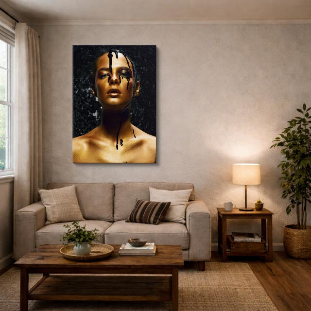 cuadro canvas expresión artística humana ambar liquido estilo contemporáneo
