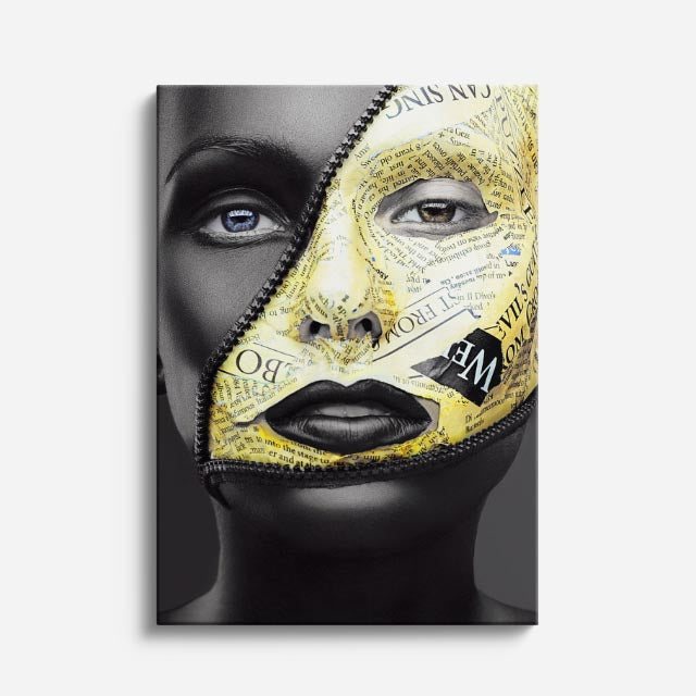 cuadro canvas expresión artística humana mascara grafica estilo contemporáneo