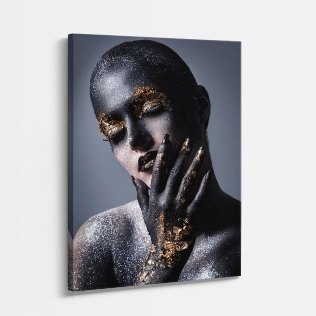 cuadro canvas expresión artística humana ceniza dorada estilo contemporáneo