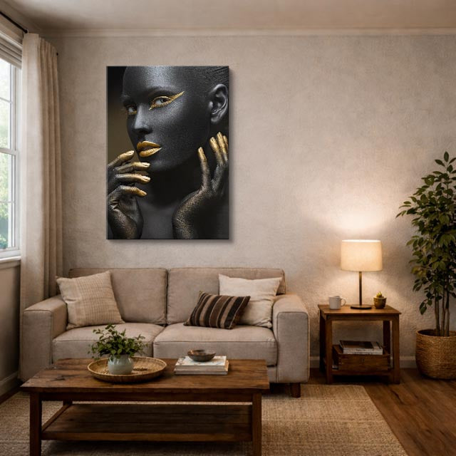 cuadro canvas expresión artística humana perfil de ebano estilo contemporáneo