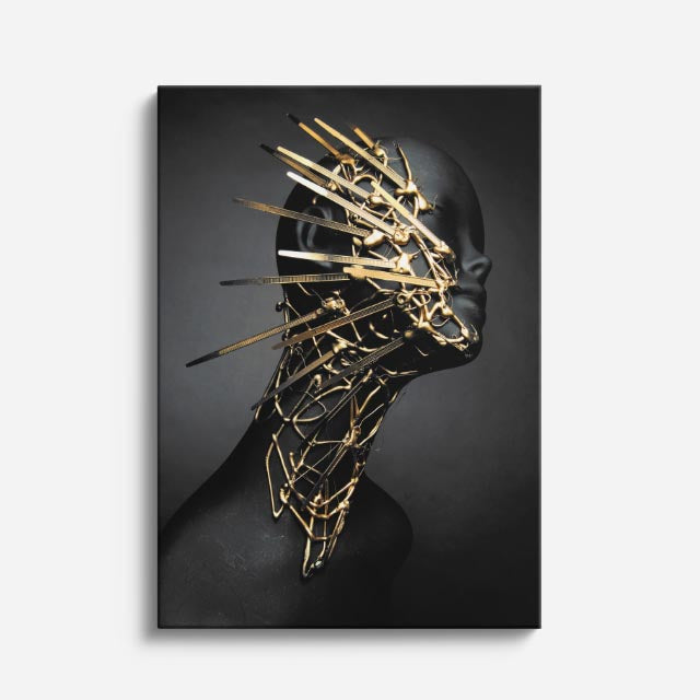 cuadro canvas expresión artística humana estructura dorada estilo contemporáneo