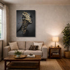 cuadro canvas expresión artística humana estructura dorada estilo contemporáneo