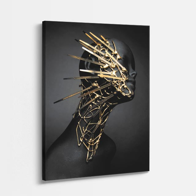 cuadro canvas expresión artística humana estructura dorada estilo contemporáneo