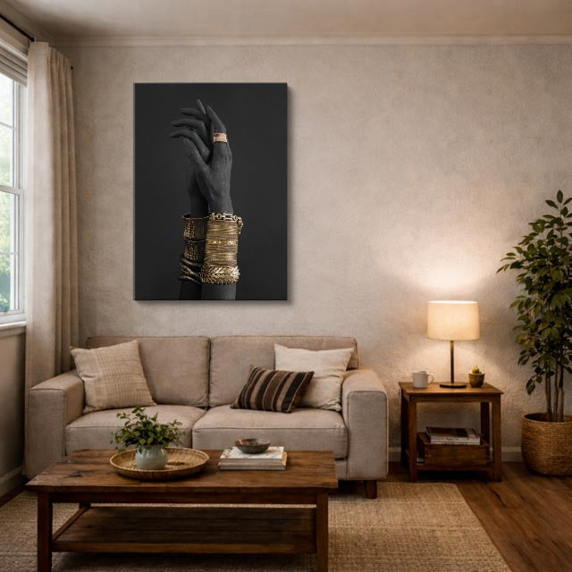 cuadro canvas expresión artística humana pulso dorado estilo contemporáneo