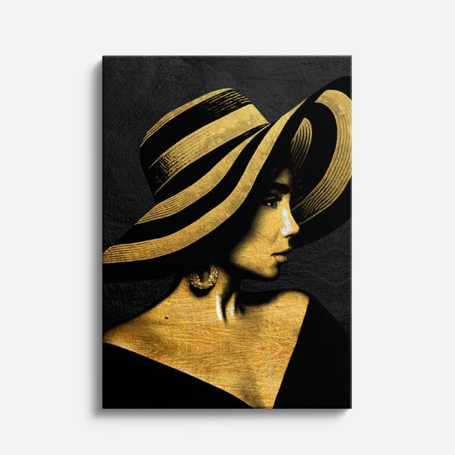 cuadro canvas expresión artística humana sombrero de sombra estilo contemporáneo