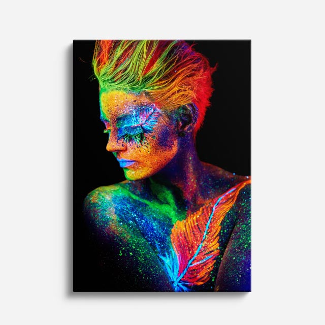 cuadro canvas expresión artística humana pulso neon estilo contemporáneo