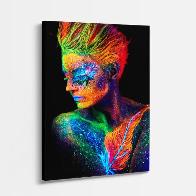 cuadro canvas expresión artística humana pulso neon estilo contemporáneo