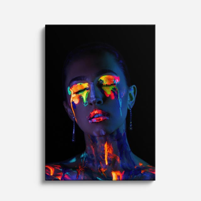 cuadro canvas expresión artística humana reflejo neon estilo contemporáneo