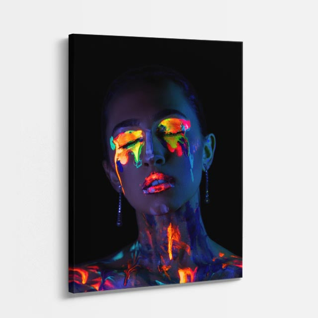 cuadro canvas expresión artística humana reflejo neon estilo contemporáneo