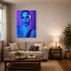 cuadro canvas expresión artística humana retrato azul estilo contemporáneo