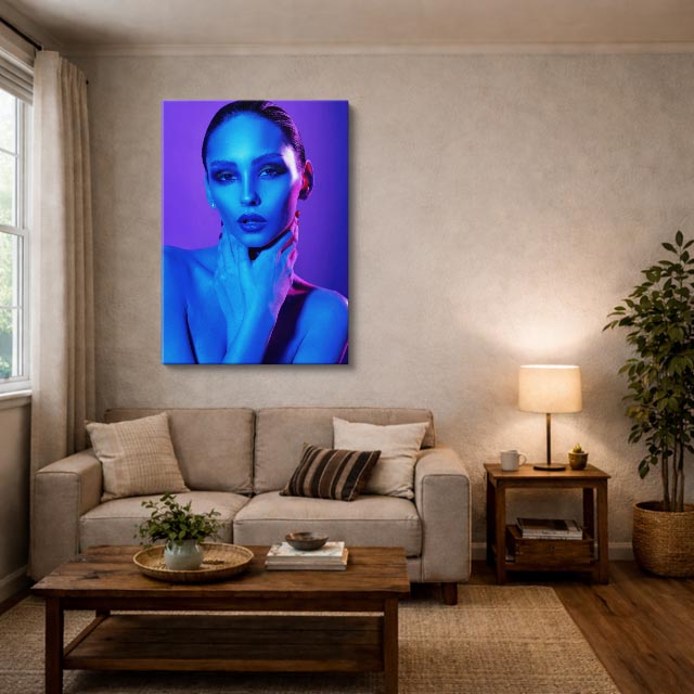 cuadro canvas expresión artística humana retrato azul estilo contemporáneo