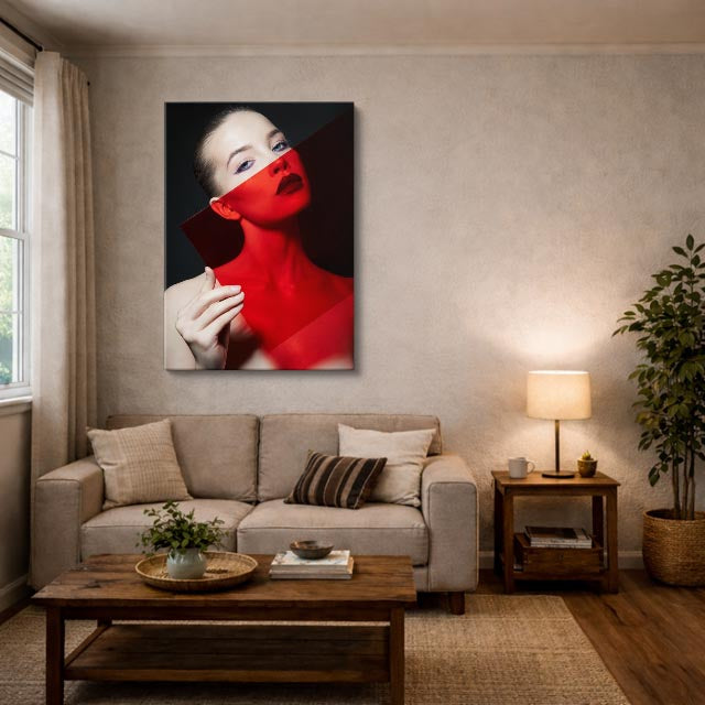 cuadro canvas expresión artística humana rojo intenso estilo contemporáneo