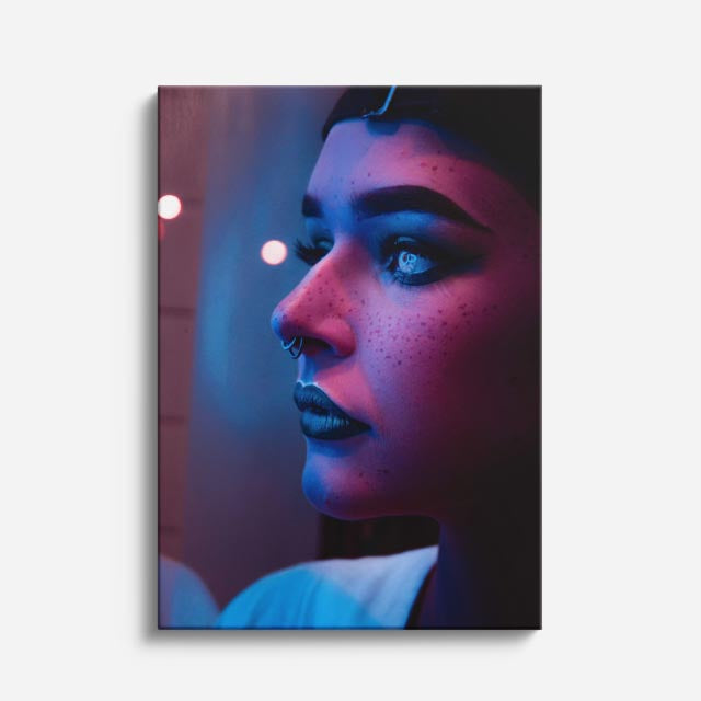 cuadro canvas expresión artística humana perfil neon estilo contemporáneo