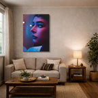 cuadro canvas expresión artística humana perfil neon estilo contemporáneo