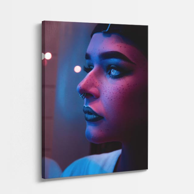 cuadro canvas expresión artística humana perfil neon estilo contemporáneo