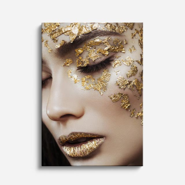 cuadro canvas expresión artística humana textura dorada estilo contemporáneo