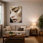 cuadro canvas expresión artística humana textura dorada estilo contemporáneo
