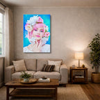 cuadro canvas expresión artística humana retrato pastel estilo contemporáneo