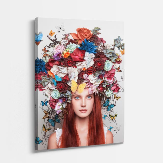 cuadro canvas expresión artística humana explosion floral estilo contemporáneo