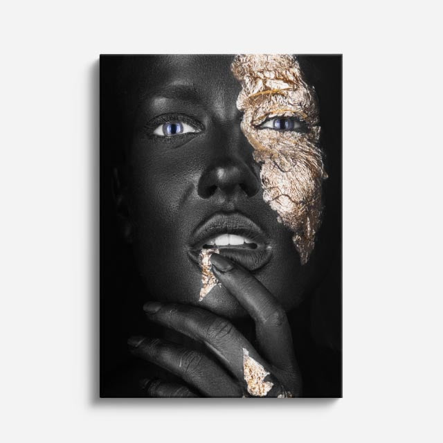 cuadro canvas expresión artística humana contraste dorado estilo contemporáneo