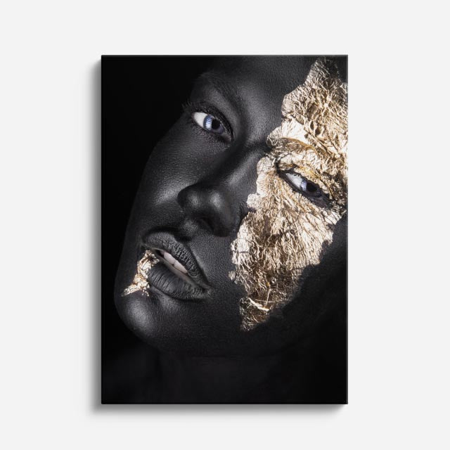 cuadro canvas expresión artística humana sombra dorada estilo contemporáneo