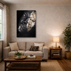 cuadro canvas expresión artística humana sombra dorada estilo contemporáneo