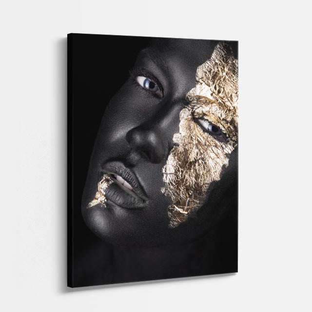 cuadro canvas expresión artística humana sombra dorada estilo contemporáneo