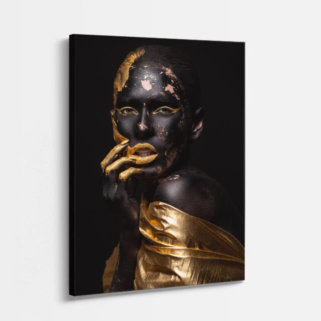 cuadro canvas expresión artística humana retrato dorado oscuro estilo contemporáneo