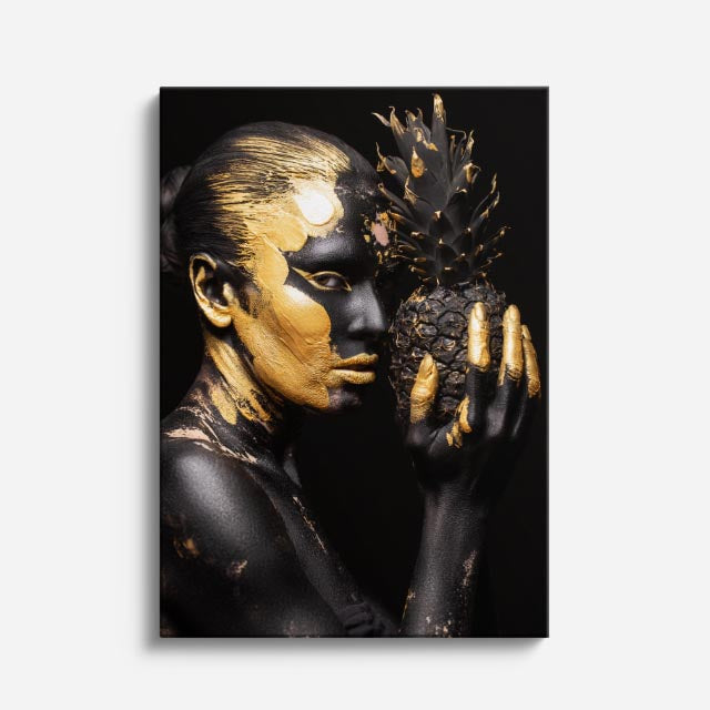 cuadro canvas expresión artística humana perfil dorado editorial estilo contemporáneo