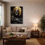 cuadro canvas expresión artística humana turban dorado estilo contemporáneo