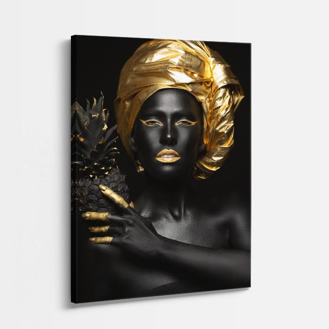 cuadro canvas expresión artística humana turban dorado estilo contemporáneo