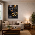 cuadro canvas expresión artística humana manos doradas estilo contemporáneo