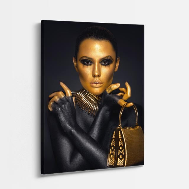cuadro canvas expresión artística humana moda dorada estilo contemporáneo
