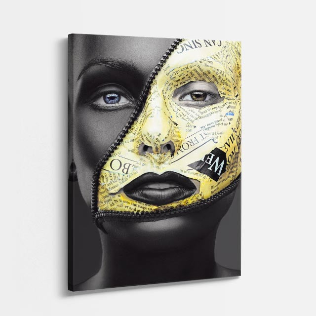 cuadro canvas expresión artística humana collage humano dorado estilo contemporáneo