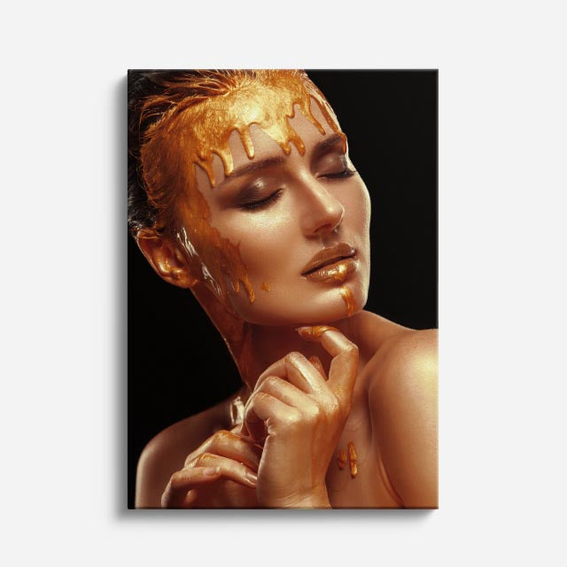 cuadro canvas expresión artística humana brillo dorado suave estilo contemporáneo