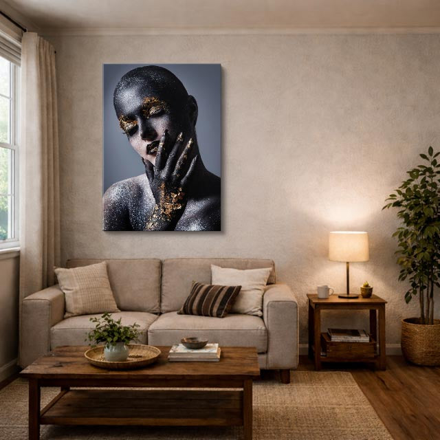 cuadro canvas expresión artística humana textura mineral oscura estilo contemporáneo