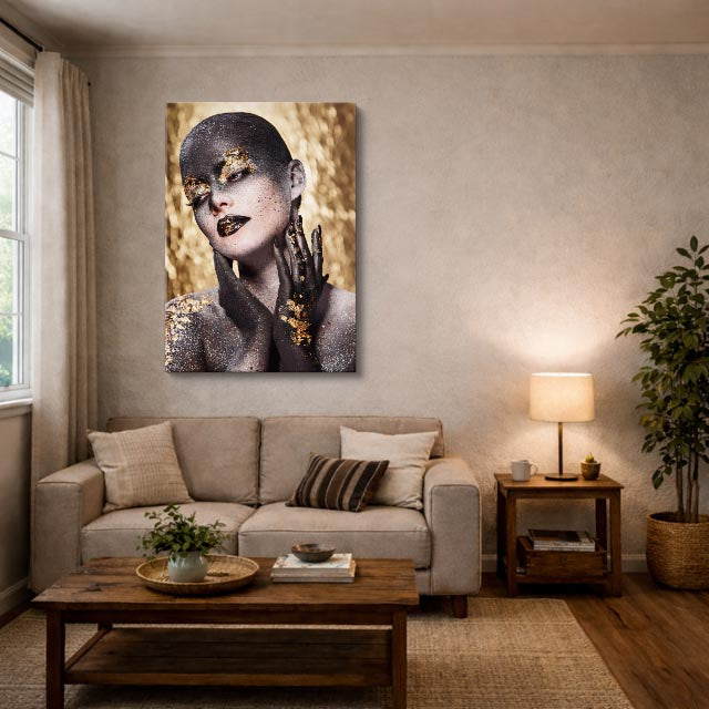 cuadro canvas expresión artística humana retrato plateado estilo contemporáneo