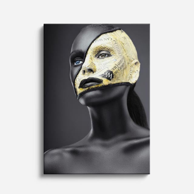 cuadro canvas expresión artística humana mascara fria estilo contemporáneo