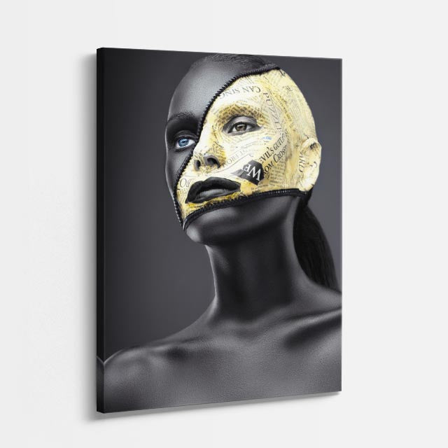 cuadro canvas expresión artística humana mascara fria estilo contemporáneo