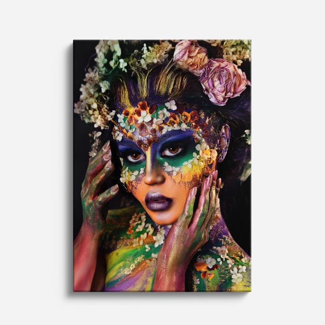 cuadro canvas expresión artística humana mascara viva estilo contemporáneo