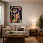 cuadro canvas expresión artística humana mascara viva estilo contemporáneo