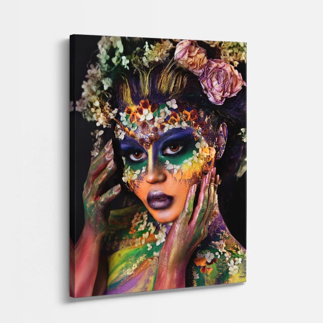 cuadro canvas expresión artística humana mascara viva estilo contemporáneo